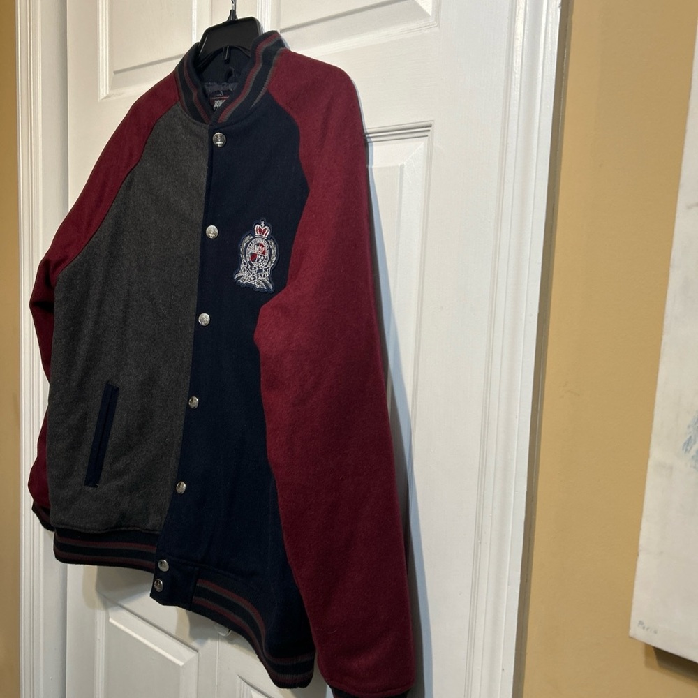 Born Fly Stadium Jacket Mens 2XL Blue Maroon Eagle Varsity Wool Bomber Crest - Picture 5 of 12